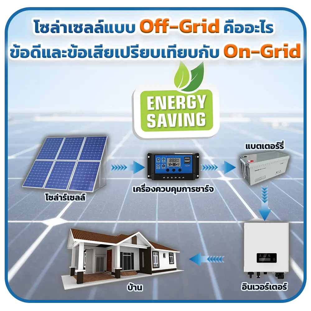 โซล่าเซลล์แบบ-Off-Grid-คืออะไร-ข้อดีและข้อเสียเปรียบเทียบกับ-On-Grid